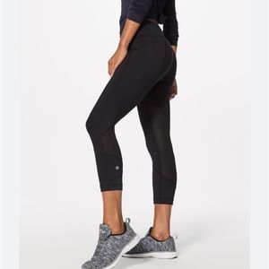 Lululemon | Black Pace Rival Crop 22” Running Tights Cropped Mesh Leggings